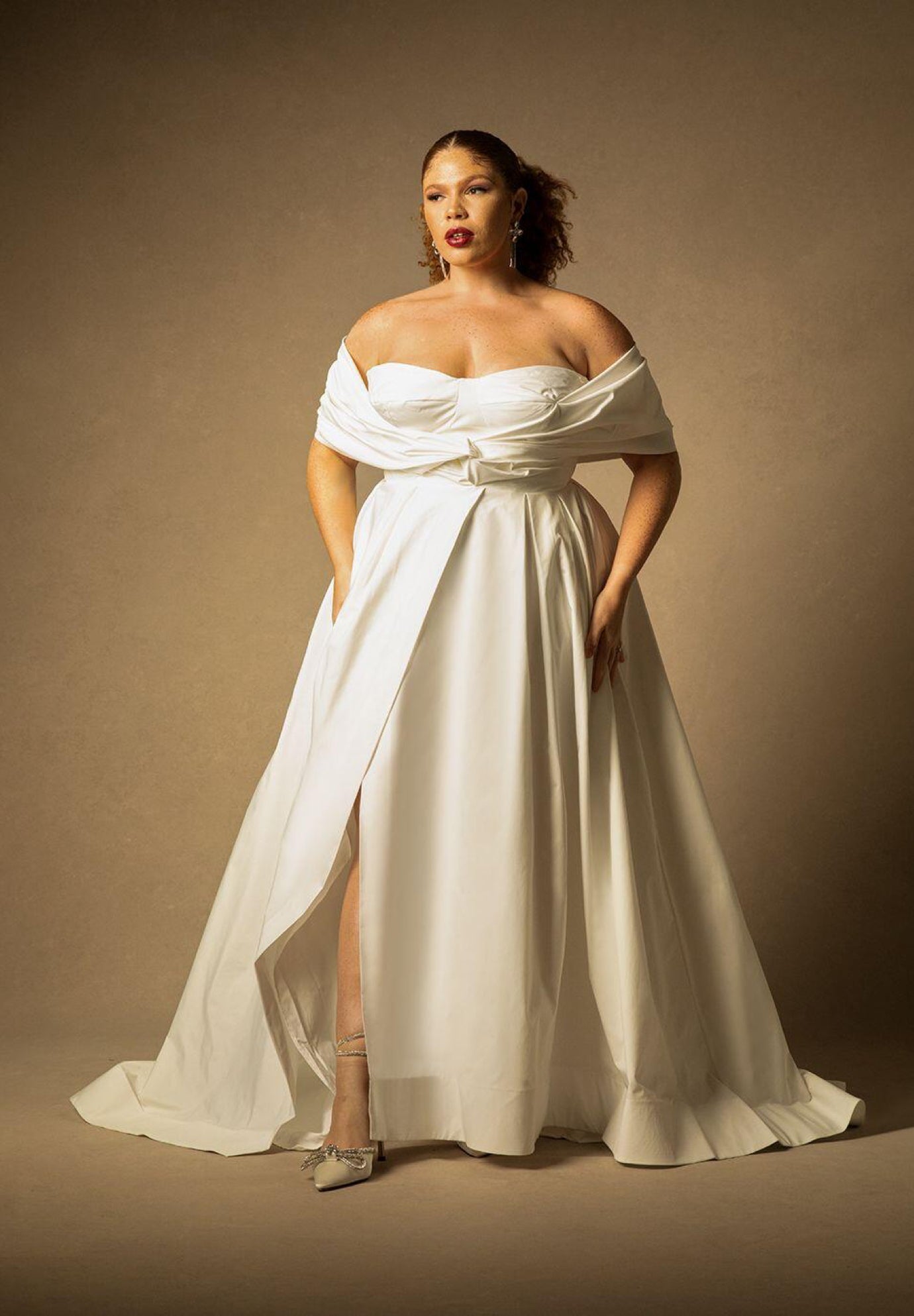 Bridal by ELOQUII Twisted Off The Shoulder Gown image number 0