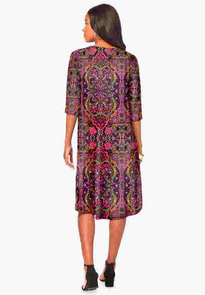 UltraSmooth™ Plus Size Boatneck Swing Dress image number 1