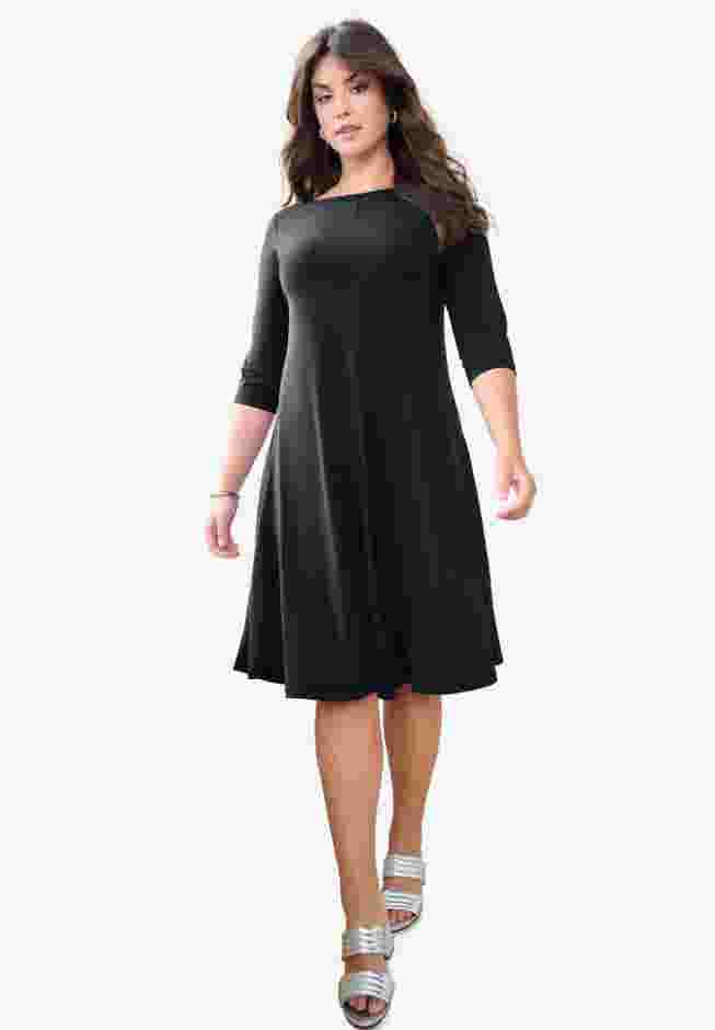 UltraSmooth™ Plus Size Boatneck Swing Dress image number 4