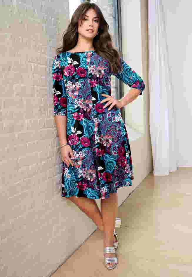 UltraSmooth™ Plus Size Boatneck Swing Dress image number 5