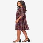 Plus Size 3/4 Sleeve Boatneck Swing Dress image number 2