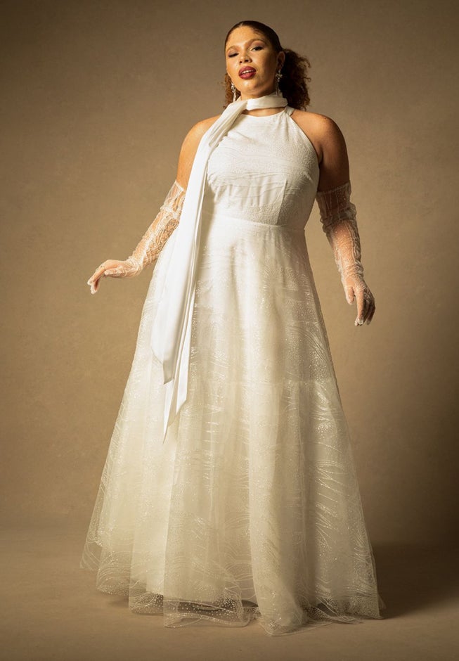 Bridal by ELOQUII Halter Glitter Gown image number 0