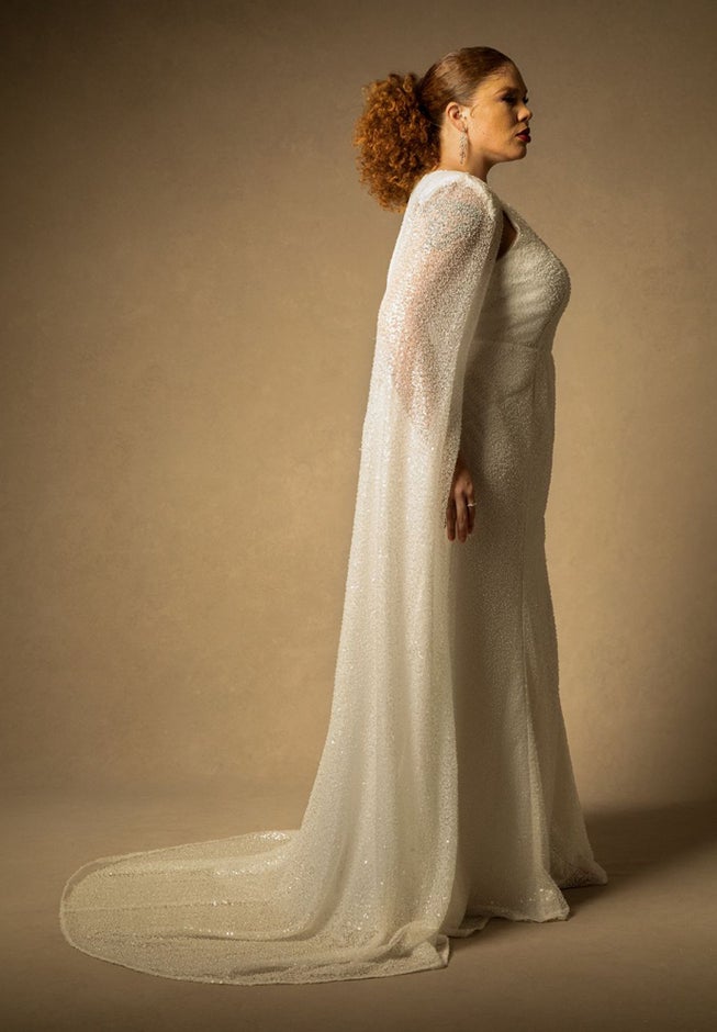 Bridal by ELOQUII Embellished Cape Gown image number 2