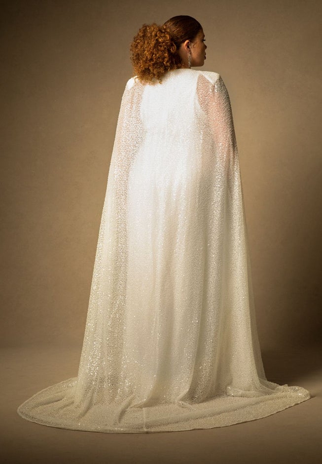 Bridal by ELOQUII Embellished Cape Gown image number 3