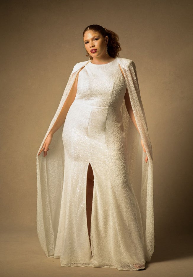 Bridal by ELOQUII Embellished Cape Gown image number 0