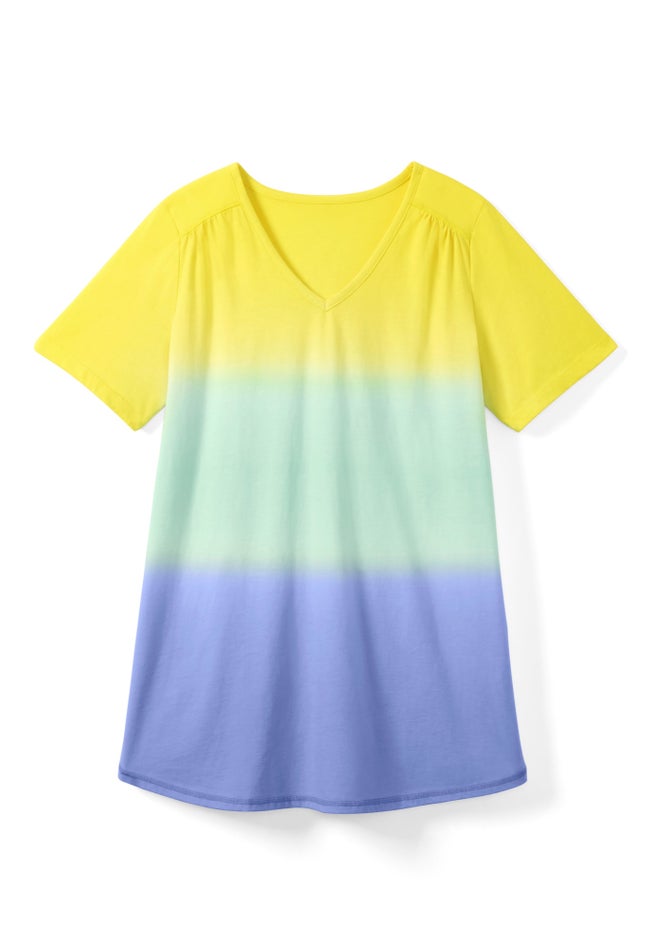Short-Sleeve V-Neck Shirred Tee image number 16