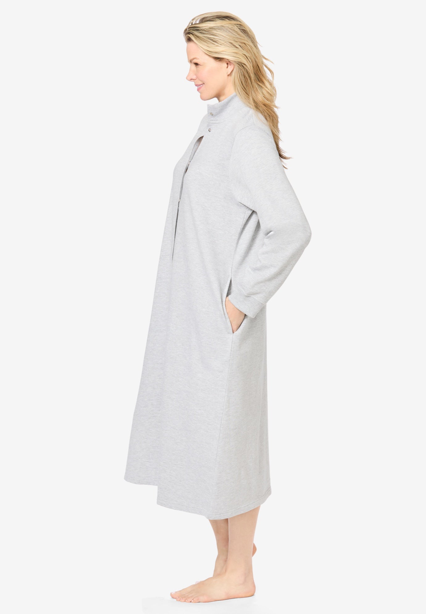 Only Necessities&reg; Fleece Snap-Front Robe image number 2