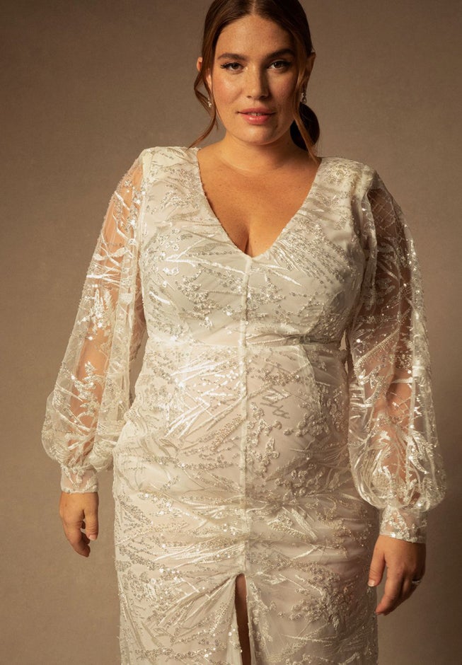 Bridal by ELOQUII Mesh Applique Gown image number null