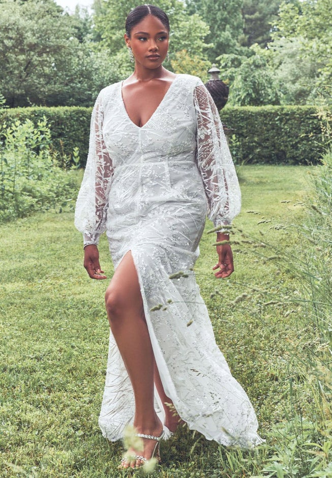 Bridal by ELOQUII Mesh Applique Gown image number null