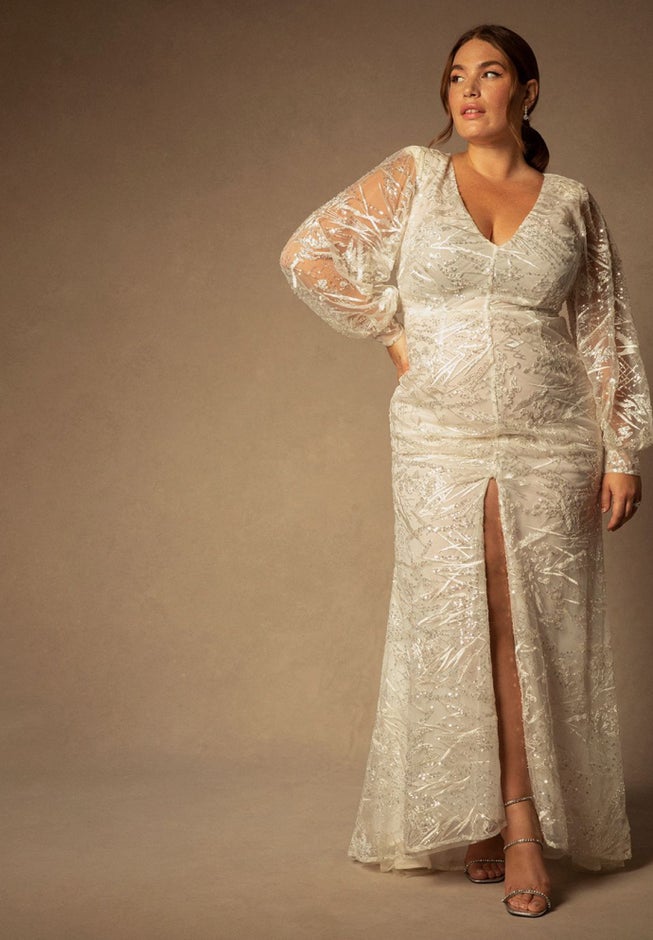Bridal by ELOQUII Mesh Applique Gown image number null