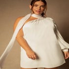 Bridal by ELOQUII One Shoulder Mini Dress image number null