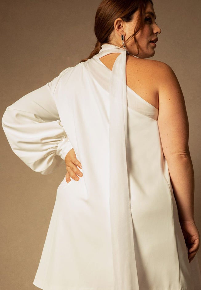 Bridal by ELOQUII One Shoulder Mini Dress image number null