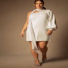 Bridal by ELOQUII One Shoulder Mini Dress image number null