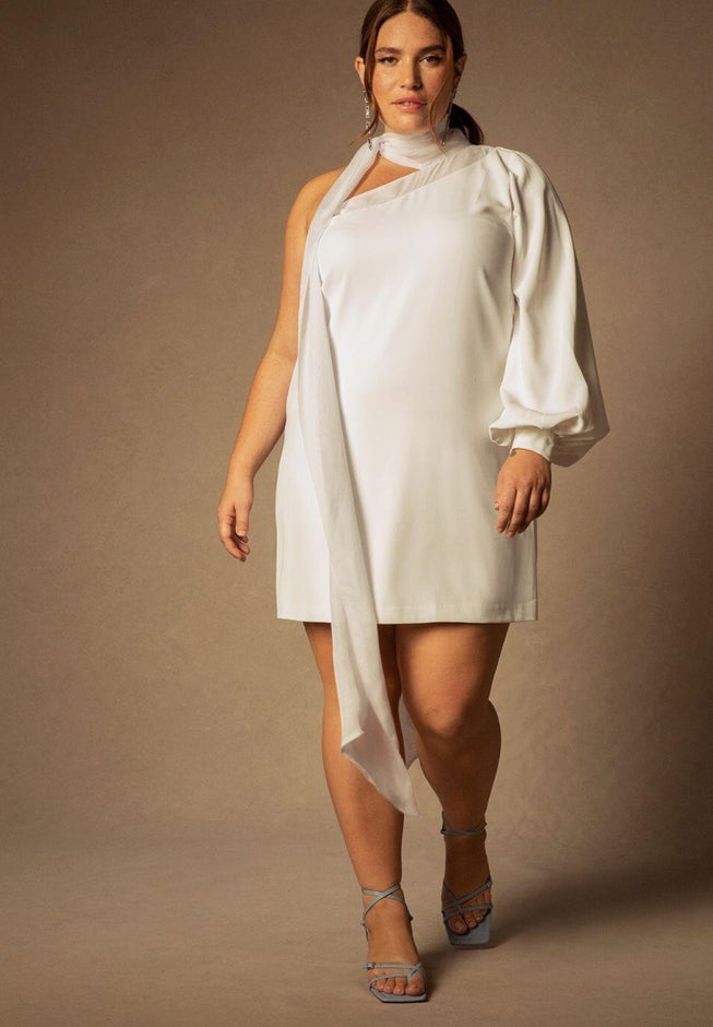 Bridal by ELOQUII One Shoulder Mini Dress image number null