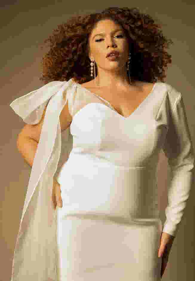 Bridal by ELOQUII Strong Shoulder Mini Dress image number 1
