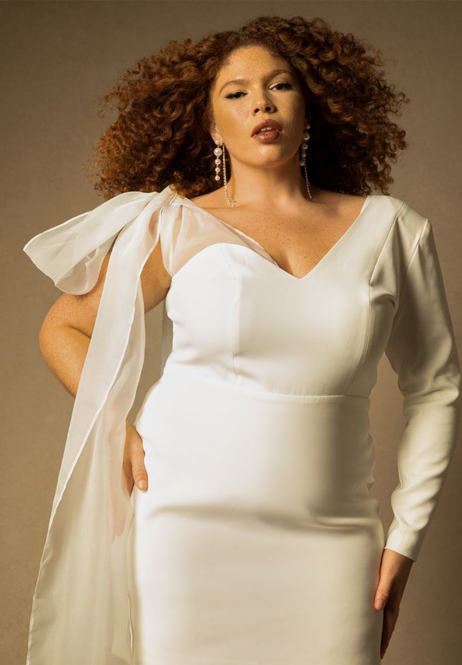 Bridal by ELOQUII Strong Shoulder Mini Dress image number null