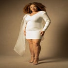 Bridal by ELOQUII Strong Shoulder Mini Dress image number null