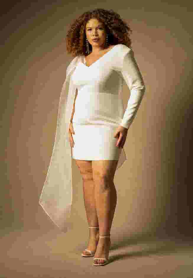 Bridal by ELOQUII Strong Shoulder Mini Dress image number 0
