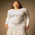 Bridal by ELOQUII Sequin Handkerchief Hem Dress image number null