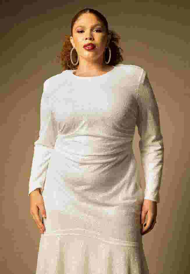 Bridal by ELOQUII Sequin Handkerchief Hem Dress image number 1