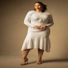 Bridal by ELOQUII Sequin Handkerchief Hem Dress image number null