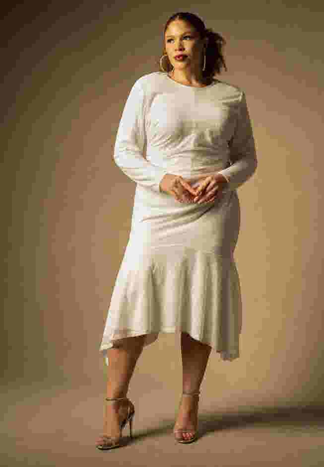 Bridal by ELOQUII Sequin Handkerchief Hem Dress image number 0