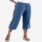 Perfect 5-Pocket Back-Elastic Denim Capri image number null