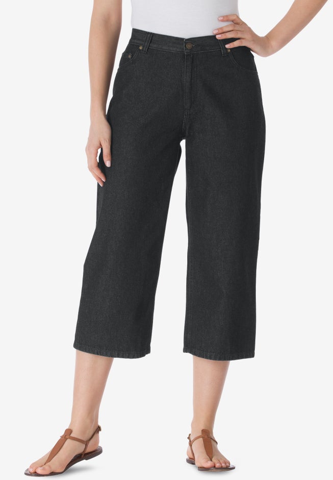 Perfect 5-Pocket Back-Elastic Denim Capri image number 0