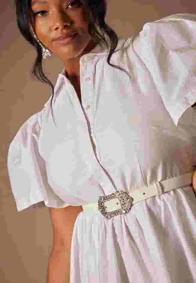 Bridal by ELOQUII Stone Buckle Faux Leather Belt image number 0