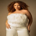 Bridal by ELOQUII Feather Bodice Jumpsuit image number null