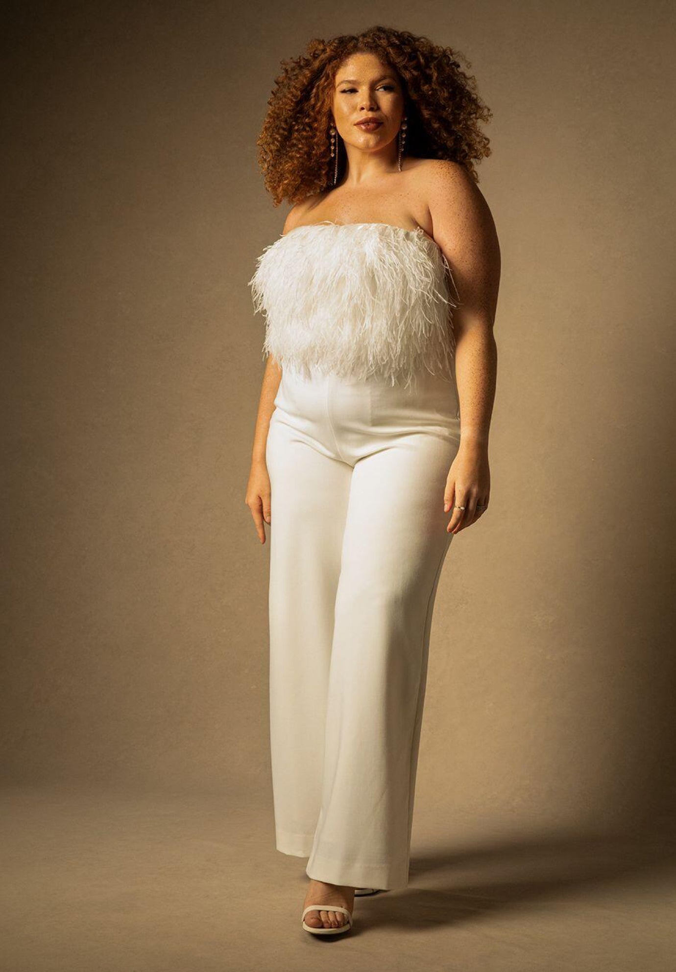 Bridal by ELOQUII Feather Bodice Jumpsuit image number 0