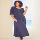 Button Front Heathered Dress image number null