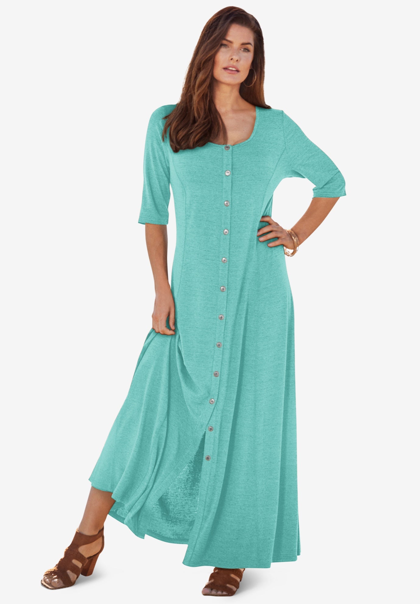 Button Front Heathered Dress image number 0