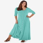 Button Front Heathered Dress image number null