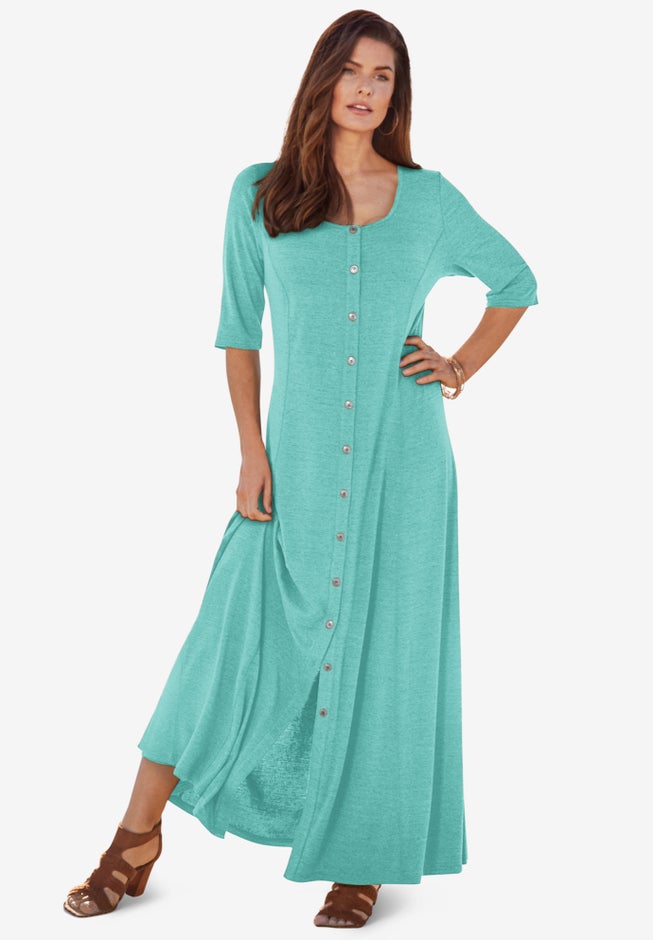 Button Front Heathered Dress image number 0