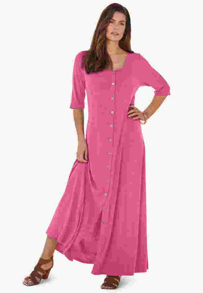 Button Front Heathered Dress image number 0