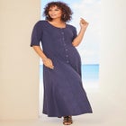 Button Front Heathered Dress image number null