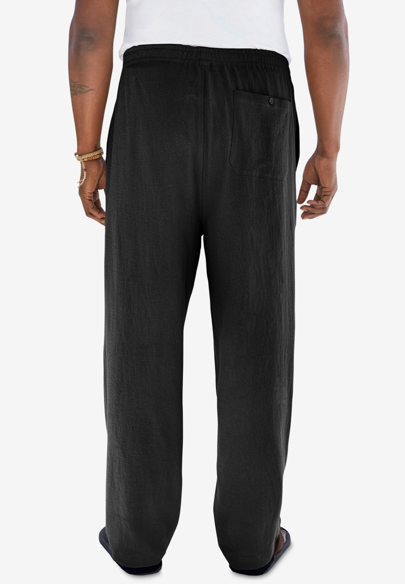 Elastic Waist Gauze Cotton Pants image number 3