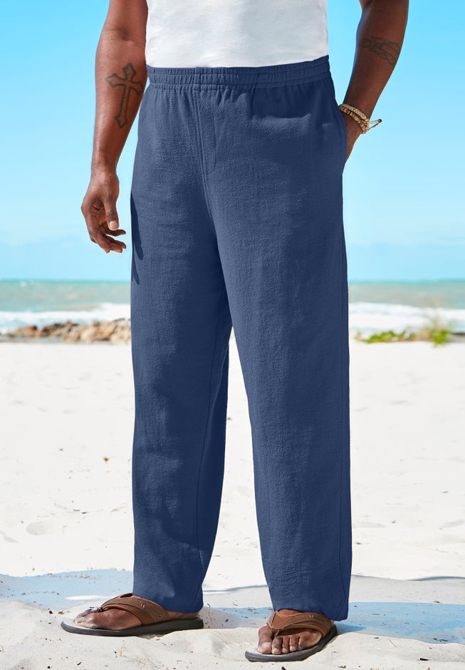 Elastic Waist Gauze Cotton Pants image number 3