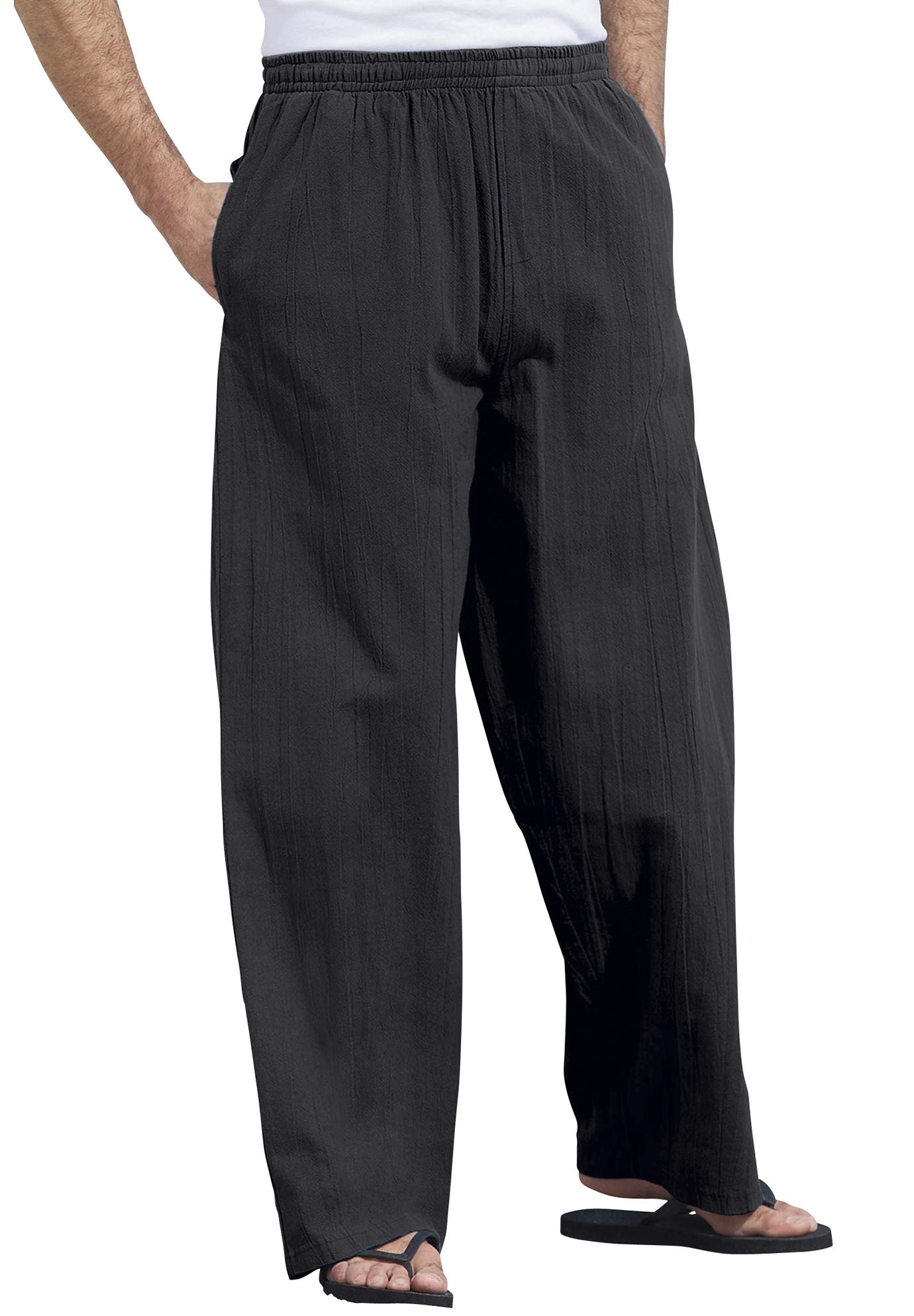 Elastic Waist Gauze Cotton Pants image number 1