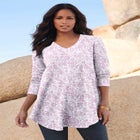 Plus Size Knit Thermal V Neck Swing Tunic – Long Sleeve image number null