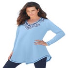 Plus Size Knit Thermal V Neck Swing Tunic &ndash; Long Sleeve image number null