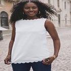 Sleeveless Scallop Boatneck Tee image number 0
