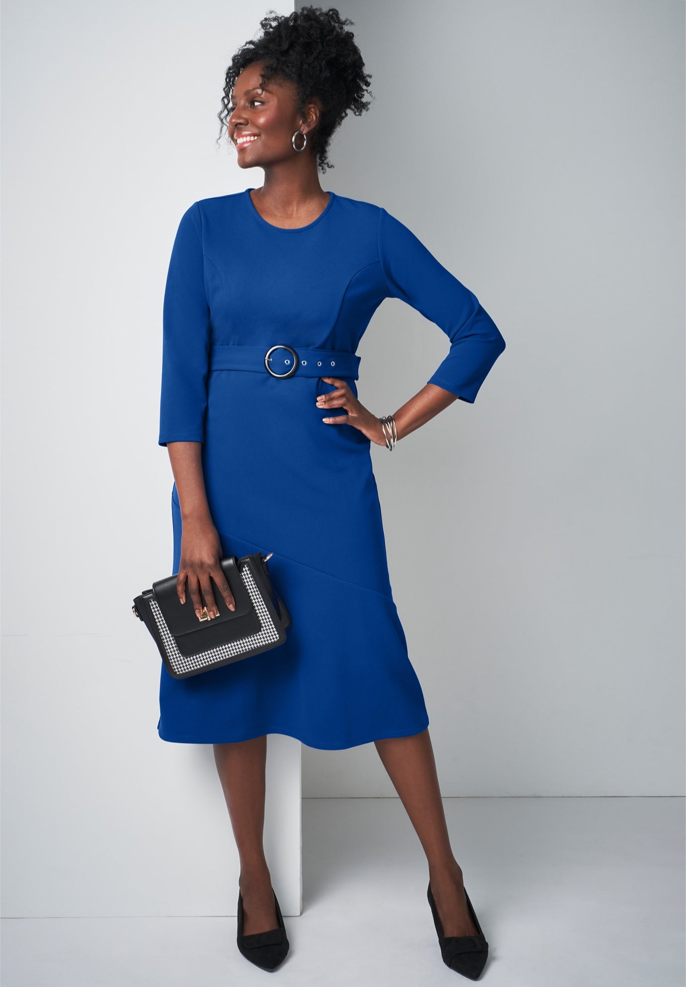 Knit Crepe Belt Dress image number 0