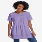 Embroidered Eyelet Pintucked Tunic image number null