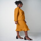 2-Piece Stretch Crepe Peplum Skirt Suit image number null