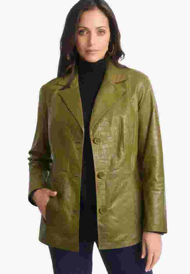 Croc Leather Blazer image number 0