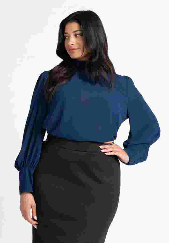 Shirred Mock Neck Blouse image number 1
