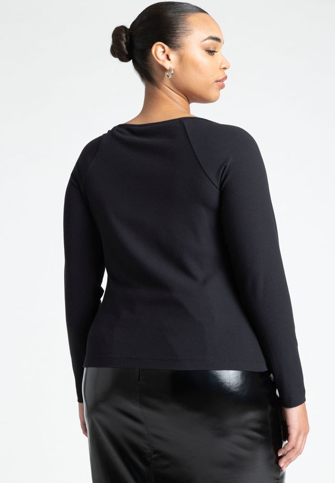Boat Neck Top With Slit image number null