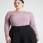 Boat Neck Top With Slit image number null